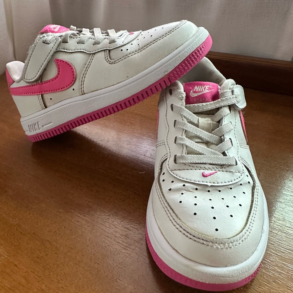 Nike Kids Force 1 Low Shoes - White and Pink